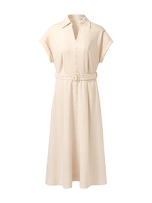 100% Acetate V-Neck Women Maxi Dress With Belt