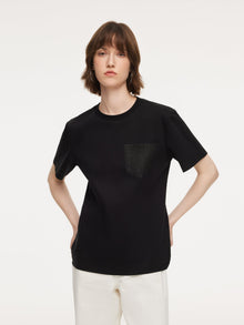 100% Cotton Women T-Shirt With 18MM Gambiered Canton Gauze Pocket