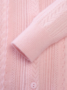 100% Cashmere Openwork Textured Women Cardigan