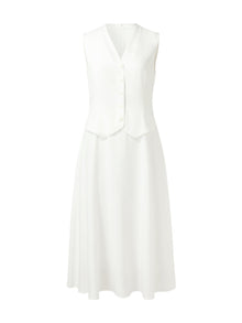 100% Acetate Faux Two-Piece Women Vest Maxi Dress