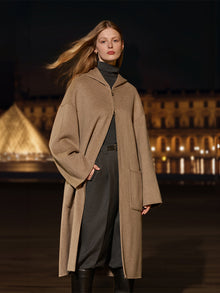 100% Cashmere Hooded Unisex Overcoat