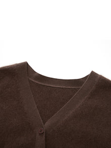 100% Brushed Wool V-Neck Women Cardigan