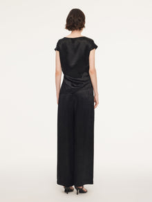 100% Acetate Ruched Side Top And Pants Two-Piece Set