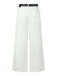 100% Cotton Denim Women Wide Leg Jeans With Belt