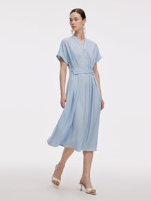 100% Acetate Adjustable Waist Women Midi Dress