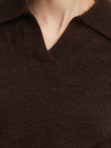 100% Brushed Wool Johnny-Collar Women Sweater