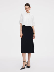 100% Cotton Shirt And Sleeveless Midi Dress Two-Piece Set
