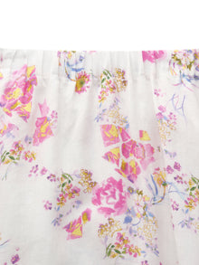 100% Linen Rose Print Women A-Line Skirt