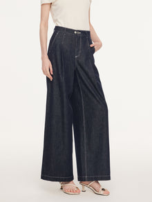 100% Cotton Denim Straight Wide Leg Women Jeans