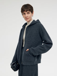100% Brushed Wool Zip-Up Unisex Hoodie