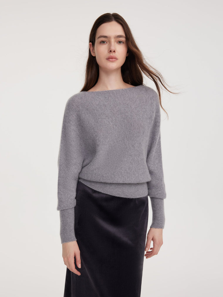 100% Cashmere Boat Neck Women Sweater