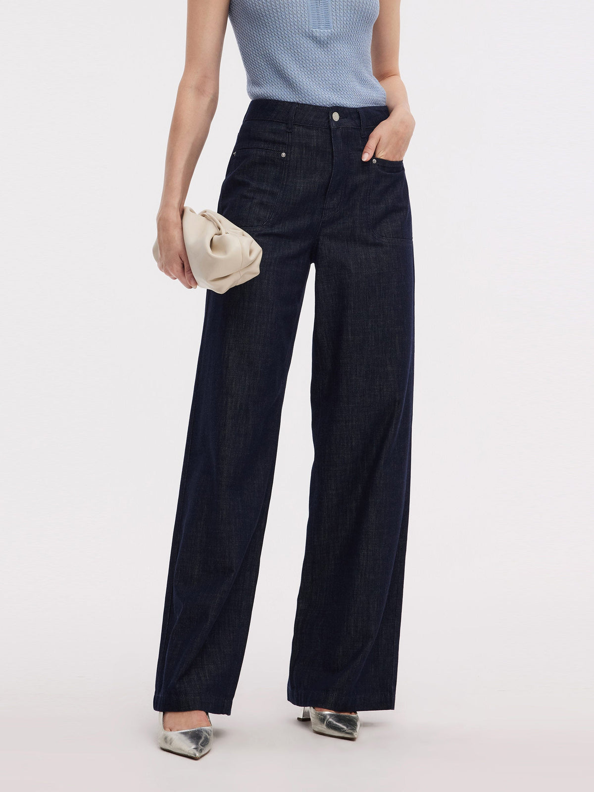 100% Cotton Denim Women Straight Leg Jeans