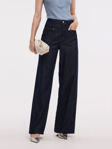 100% Cotton Denim Women Straight Leg Jeans