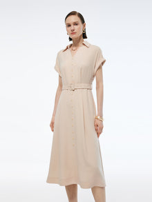 100% Acetate V-Neck Women Maxi Dress With Belt