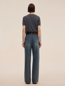 100% Cotton Denim Women Straight Leg Jeans