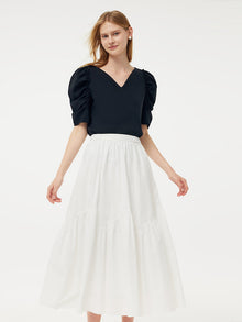 100% Cotton A-Line Elastic Waist Women Skirt