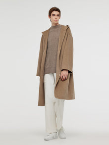 100% Cashmere Hooded Unisex Overcoat