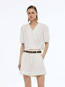 100% Acetate V-Neck Women Shirt