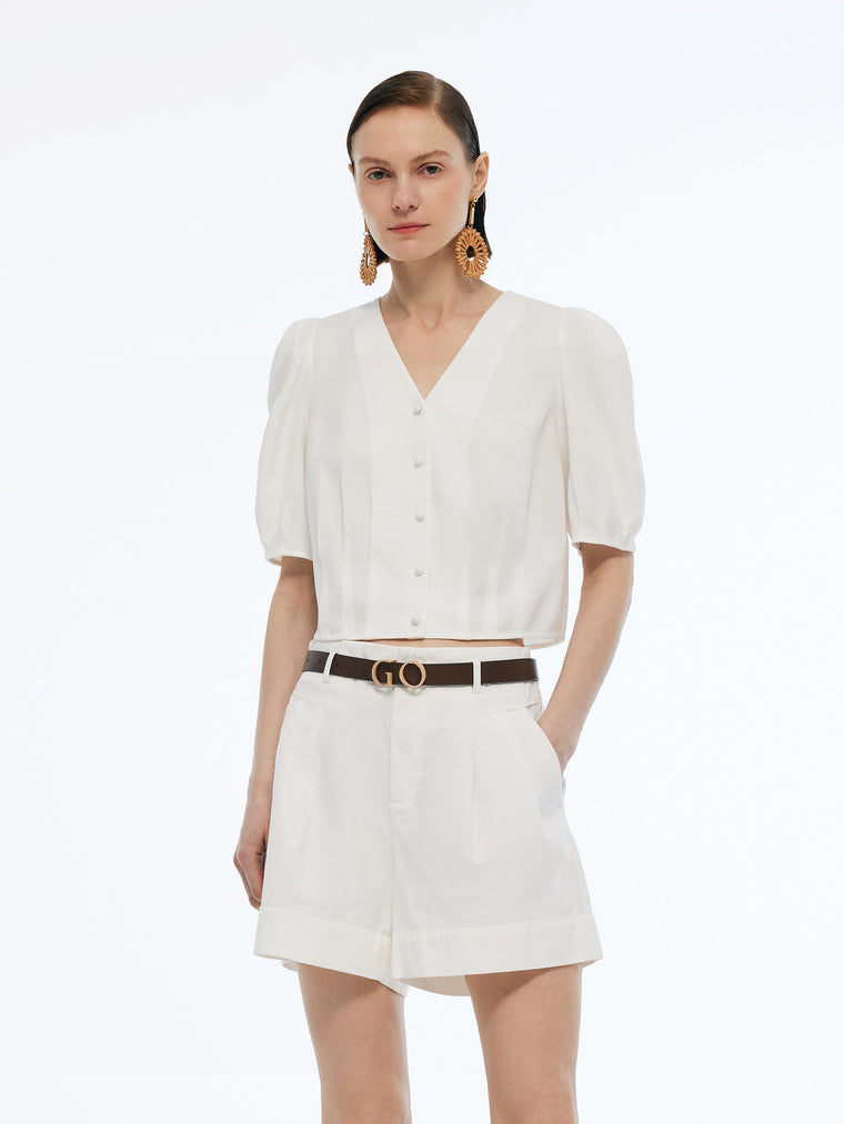 100% Acetate V-Neck Women Shirt