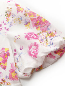 100% Linen Rose Print Women Maxi Dress With Belt