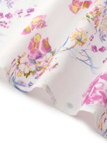 100% Linen Rose Print Women A-Line Skirt