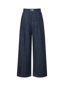 100% Cotton Denim Straight Wide Leg Women Jeans