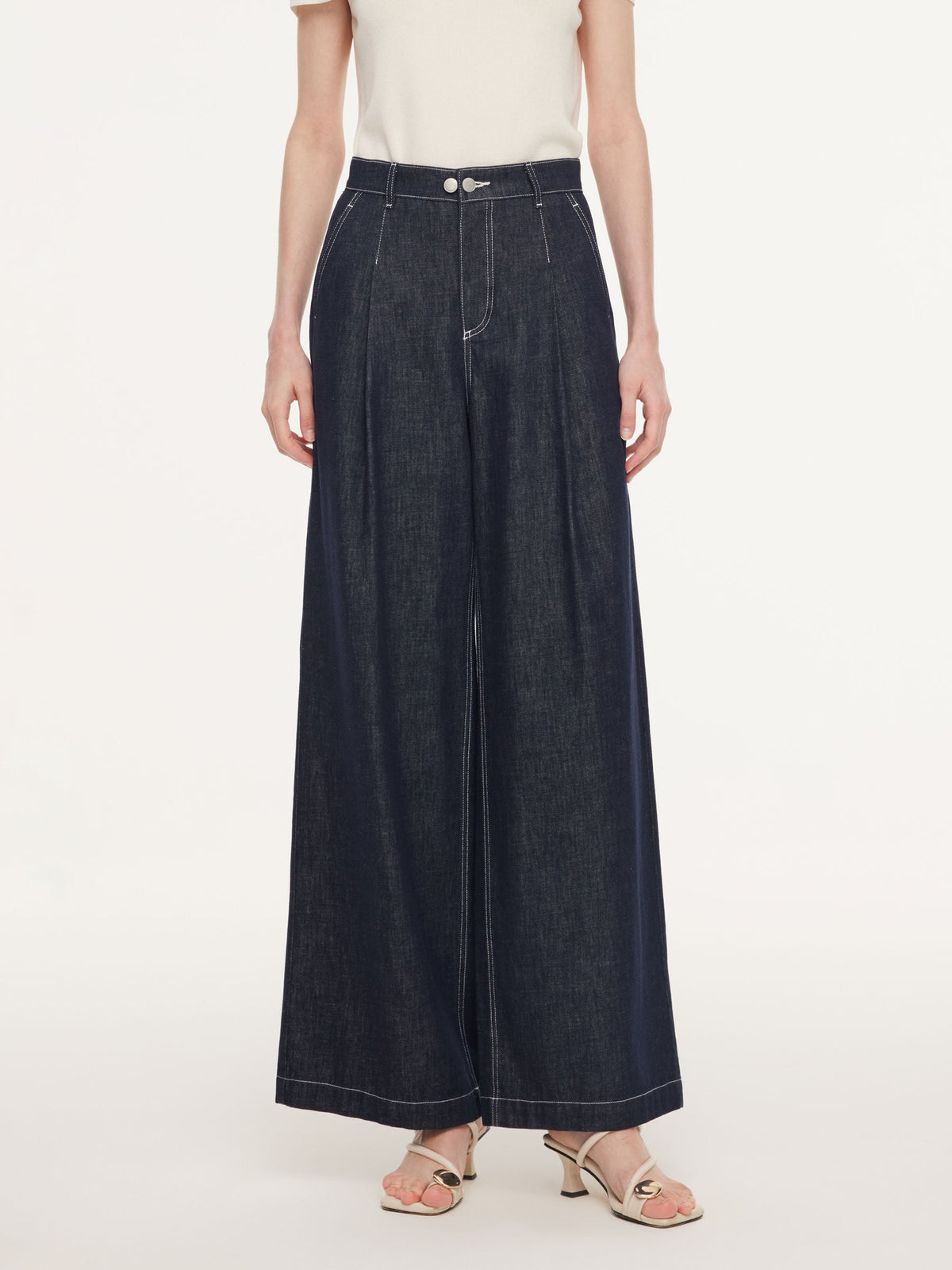 100% Cotton Denim Straight Wide Leg Women Jeans