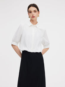 100% Cotton Shirt And Sleeveless Midi Dress Two-Piece Set