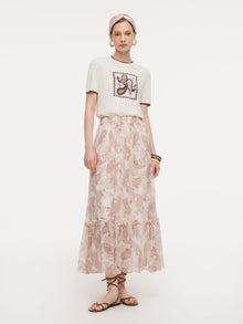100% 10MM Mulberry Silk Paisley Print Women Skirt With Hairband