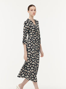 100% Cotton Floral Print Twist Front Women Maxi Dress