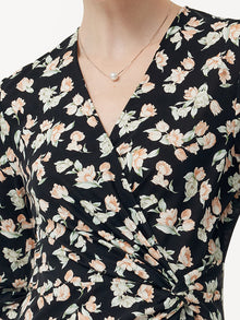 100% Cotton Floral Print Twist Front Women Maxi Dress