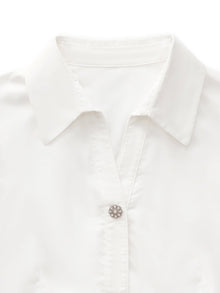 100% Cotton Puff Sleeve Women Shirt