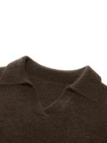 100% Brushed Wool Johnny-Collar Women Sweater