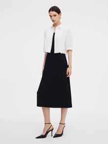 100% Cotton Shirt And Sleeveless Midi Dress Two-Piece Set