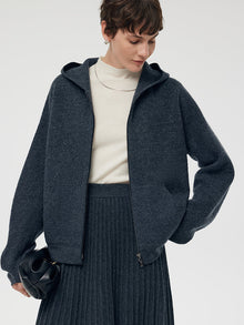 100% Brushed Wool Zip-Up Unisex Hoodie