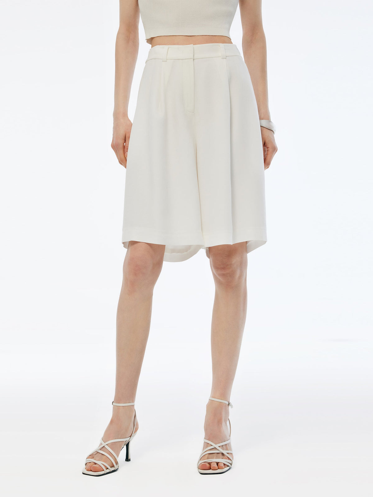 100% Acetate Women Knee Length Shorts