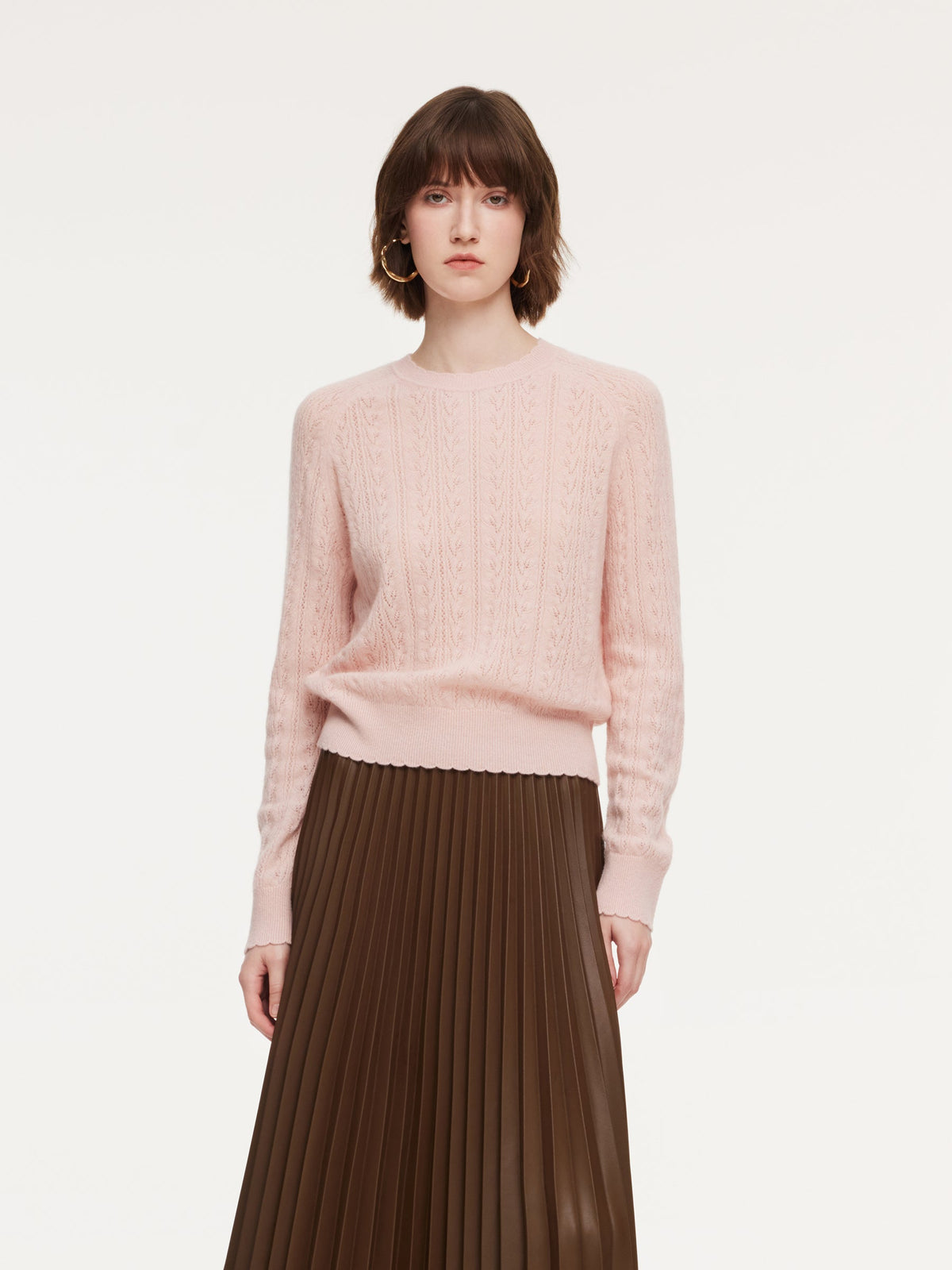 100% Cashmere Textured Women Sweater