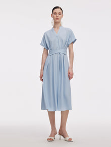 100% Acetate Adjustable Waist Women Midi Dress