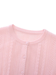 100% Cashmere Openwork Textured Women Cardigan