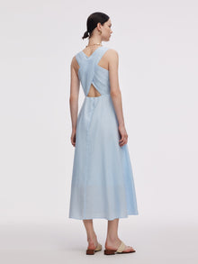 100% Linen Cross Back Women Maxi Dress