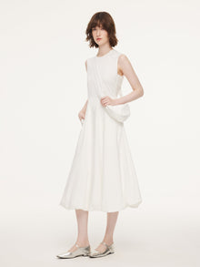 100% Cotton Bubble Hem Women Sleeveless Maxi Dress With Bag