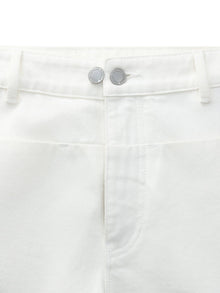 100% Cotton Denim Women Wide Leg Jeans With Belt