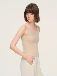 100% Cashmere Seamless Women Knit Tank Top