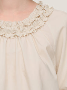 100% Cotton Ruffle Round Neck Top And A-Line Skirt Two-Piece Set