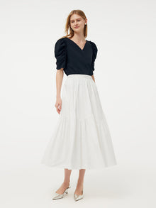 100% Cotton A-Line Elastic Waist Women Skirt