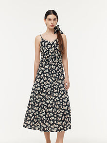 100% Cotton Strap Maxi Dress And Lyocell Cardigan Two-Piece Set