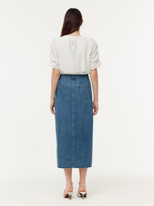 100% Cotton Denim Glitter Adjustable Waist Women Skirt