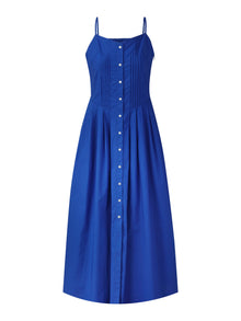 100% Cotton Gathered Waist Women Strap Maxi Dress