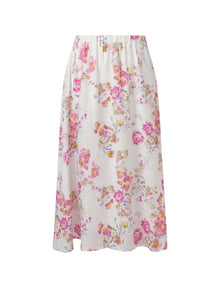 100% Linen Rose Print Women A-Line Skirt