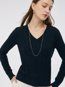 100% Cotton Cable Knit Women Sweater